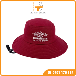 NÓN TAI BÈO ĐỎ THÊU LOGO